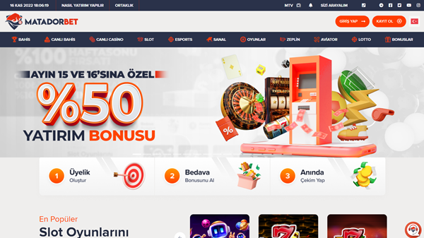 Matadorbet açılış sayfası